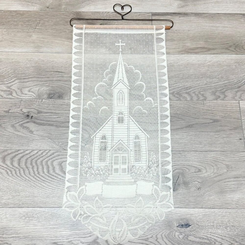 Decorative Lace Wall Door Art Hanging Tapestry Religious Country Church Motif
